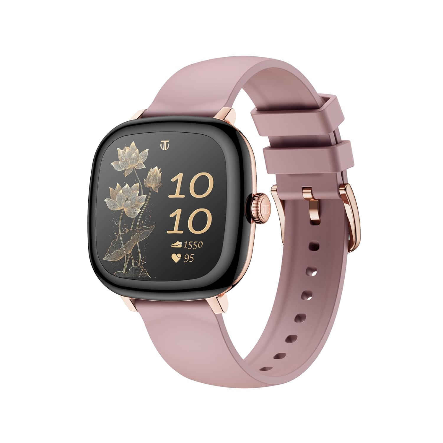 Titan Metal Case Square Display Smart Watch with Silicone Strap