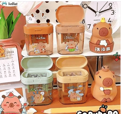 Kawaii Capybara Pencil Sharpener – Set of 4 Pcs Two-Hole Sharpeners for Kids, Aesthetic School Stationery