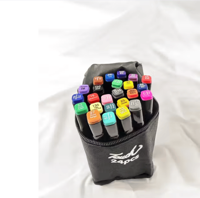 24 Colors Dual Tip Marker Set with Zippered Organizer Bag for Students, Drawing, Coloring & Art Projects - Stationery | Buy online on ZillyBuy