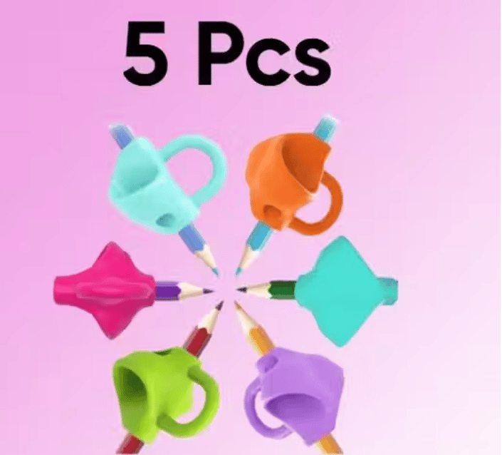 Silicone Pencil Holder for Children – Ergonomic Pencil & Pen Finger Gripper Writing Aid (Pack of 5)