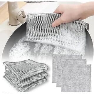 5 pack Non scratch Dish wash coths for kitchen, Metal wire cleaning cloth,Reusable Mash wire cloth for kitchen