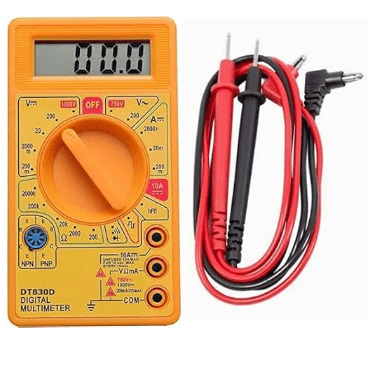 Digital Multimeter with LCD Display, AC/DC Voltage Measurement, DC Current Testing, Resistance Measurement, Test Leads Included