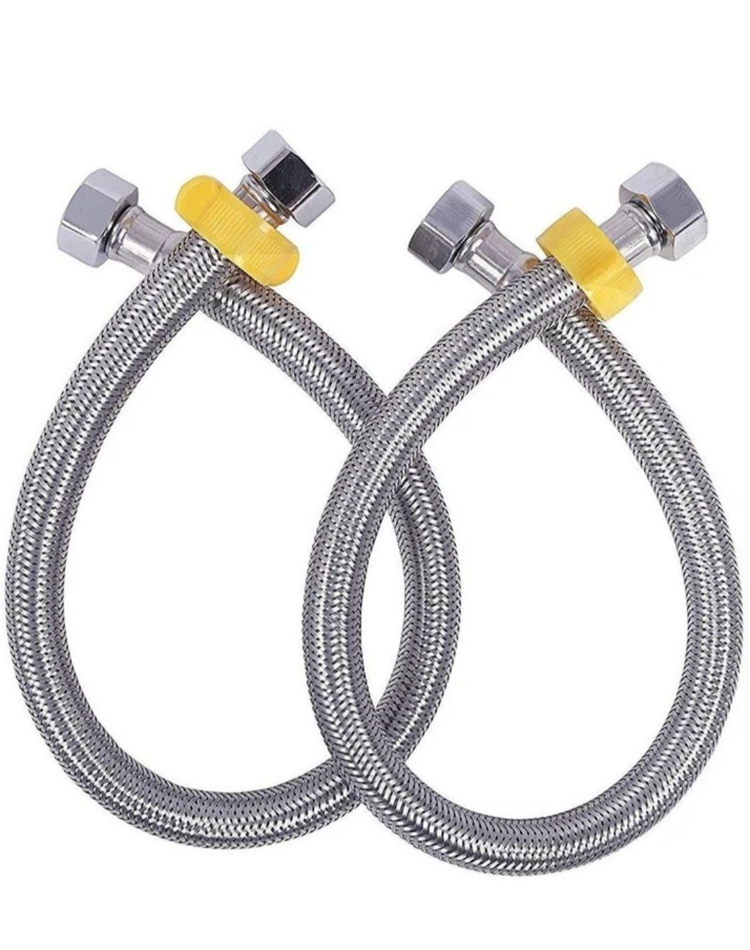 Stainless Steel Connection Pipe for geyser connection ,Wash Basin & Toilet Seat Flush pipe (Chrome, 24 Inch) - Pack of 2