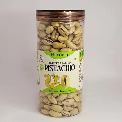 Flavrush Roasted Salted Pistachios with Shell - 500g PET Jar