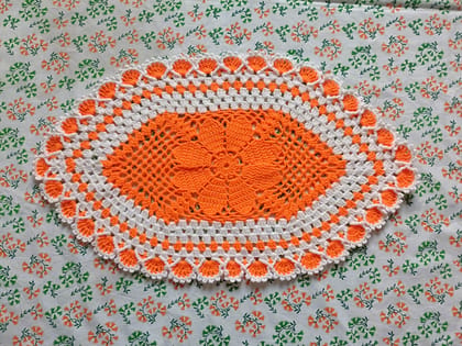 Aai's Handmade Floral Lace Crochet Table Mat - (Premium Edition - 18x12 Inches, Item Code - SN0066V1)