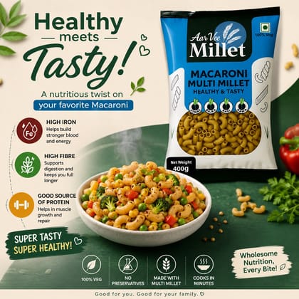 Aarvee Millet Macaroni 400g, Healthy & Tasty