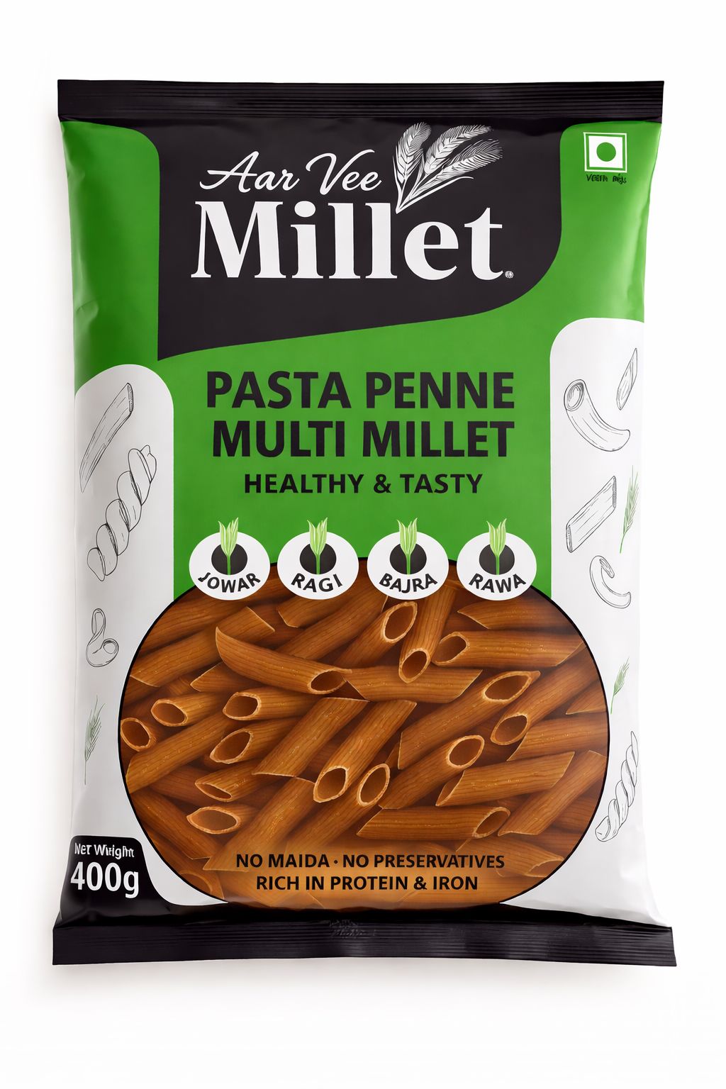 Aarvee Millet Penne Pasta 400g, Healthy & Tasty