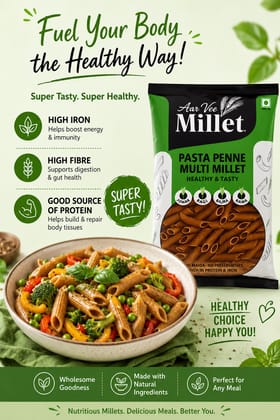 Aarvee Millet Penne Pasta 400g, Healthy & Tasty