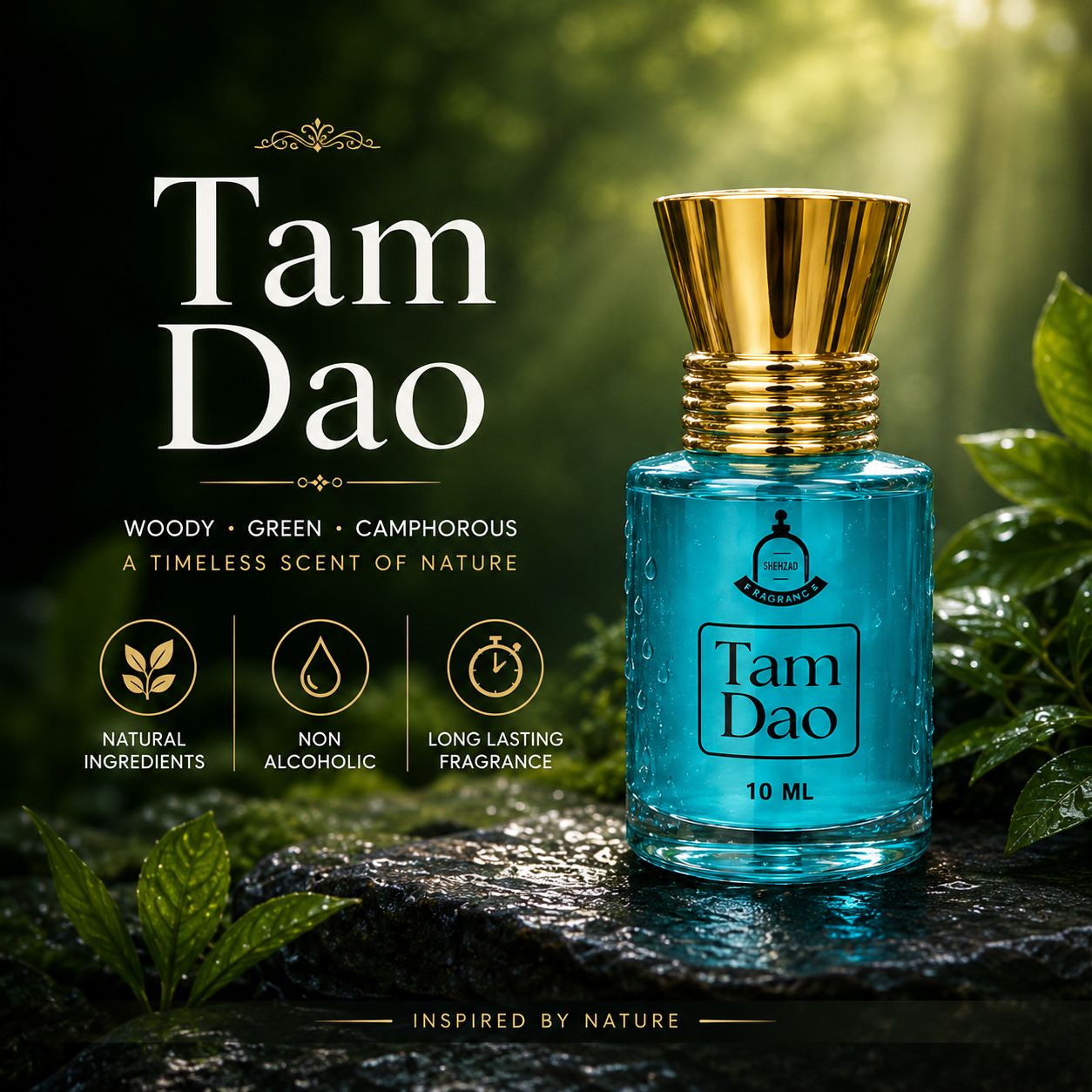 Elegantra Premium Tam Duo Pure Concentrated Attar (10ml) | Long Lasting Non-Alcoholic Perfume Oil | Warm Sandalwood, Rich Musk & Contemporary Spicy Woody Oriental Fragrance for Men & Women (Pack of 1)