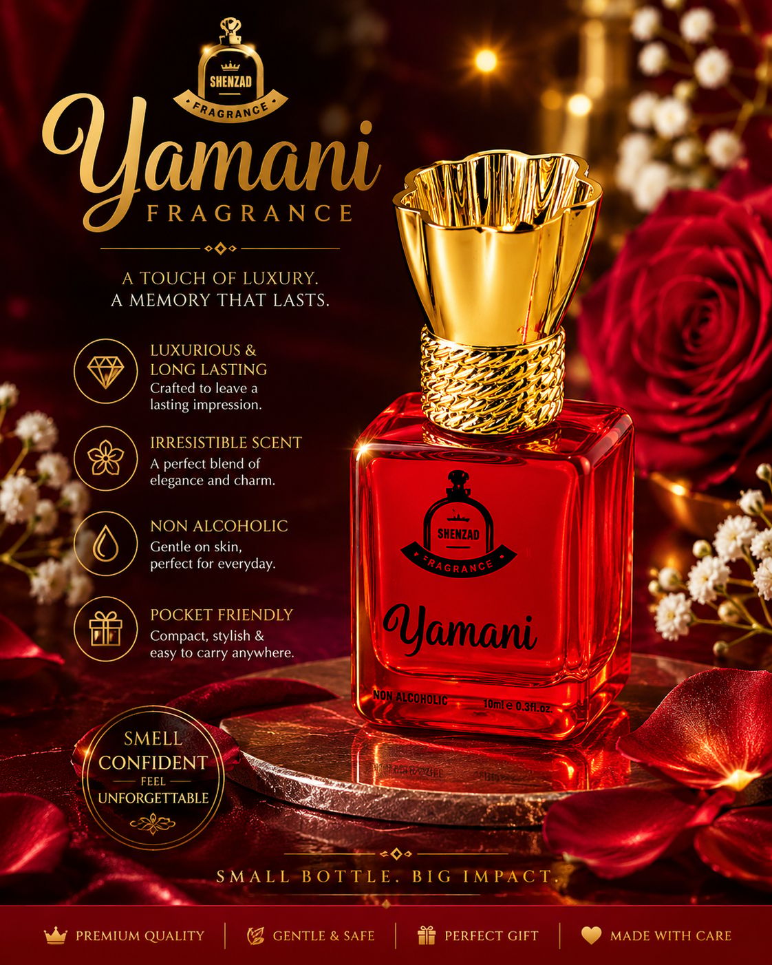 Elegantra Fragrance Yamini Premium Concentrated Attar (10ml) | Long Lasting Non-Alcoholic Perfume Oil | Rich Oriental Blend, Charm & Royal Luxury Arabic Scent for Men & Women (Pack of 1)