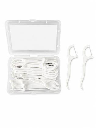3-in-1 Dental Floss Picks & Toothpicks Set – Teeth Cleaning Tools for Fresh Breath & Healthy Gums, 50 Count (White) 
