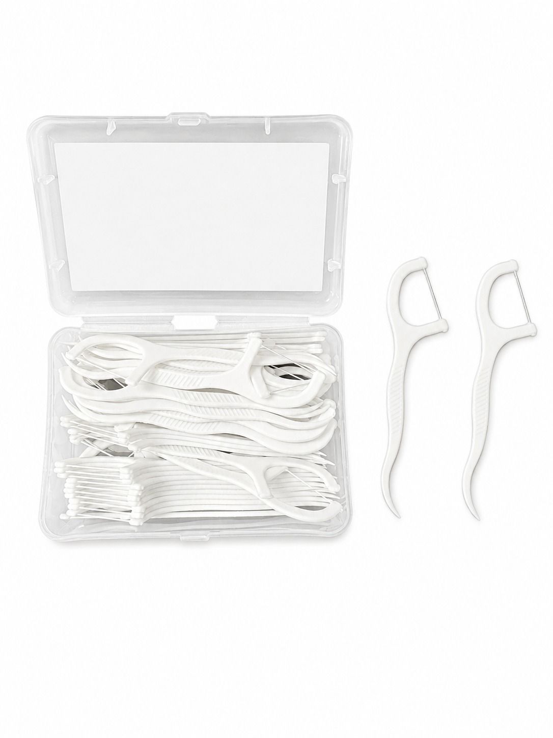 3-in-1 Dental Floss Picks & Toothpicks Set – Teeth Cleaning Tools for Fresh Breath & Healthy Gums, 50 Count (White) 