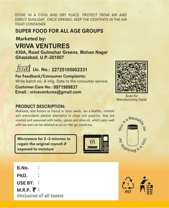 Vavri Healthy Roasted Makhana Combo (3 Units) - Cheese and Herbs Flavor Vavri Healthy Roasted Makhana Combo (3 Units) - Cheese and Herbs Flavor