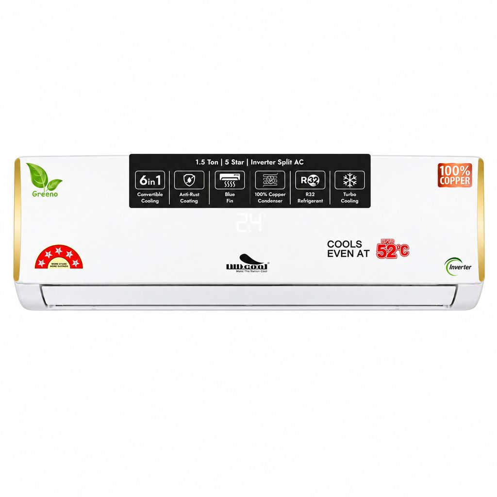 INDcool 1.5 Ton 5 Star Inverter Split AC | 6-in-1 Convertible Cooling | 100% Copper Condenser | Blue Fin Anti-Rust Coating | Turbo Cooling | Advanced Filtration | R32 Refrigerant | Stabilizer Free | Sleep Mode | IDCACBF18K5EF | 2026