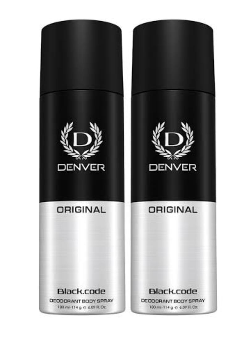 DENVER Black Code Deo - 150ML  each| Long Lasting Deodorant Body Spray for Men set of 2