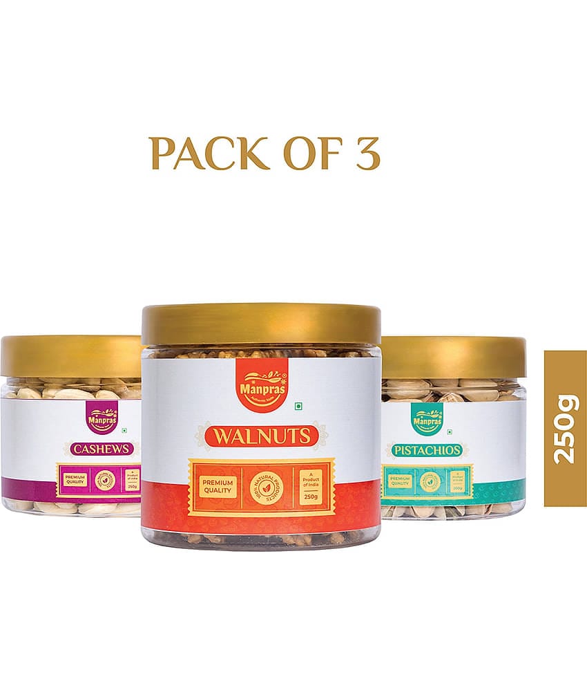 Manpras Premium Dryfruit Combo Cashew250g,Pista200g,Walnut250g Each.