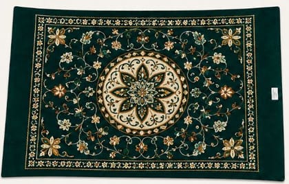 Traditional Embroidered Green and Gold Table Runner