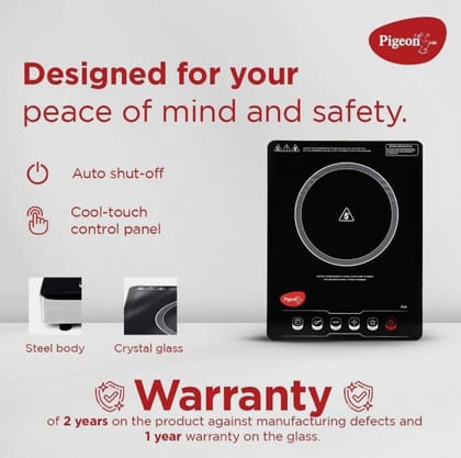 Pigeon  2000W Infrared Electric Cooktop with Stainless Steel Body and Tandoor Grill
