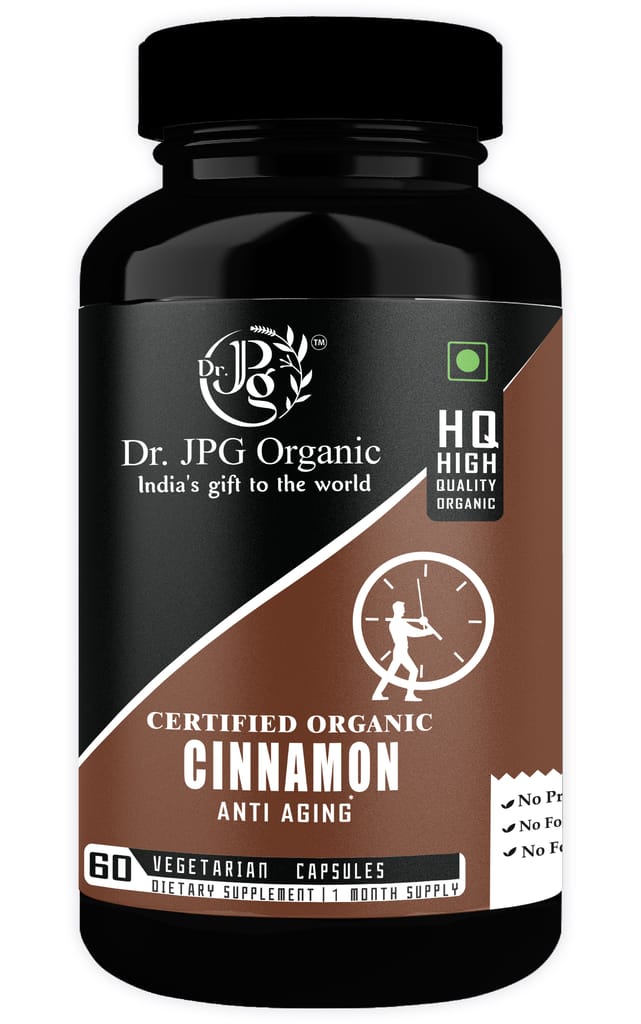 Dr. JPG Organic herbals Cinnamon Capsules for metabolism 60 Veg. Capsules /INDIA ORGANIC Certified (Pack Of 1)