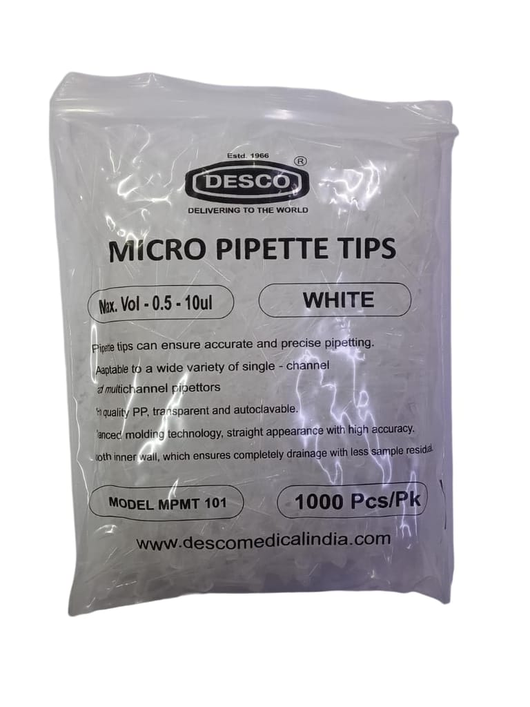 DESCO Micro Pipette Tip White (0.5-10 ul) Pack of 1000