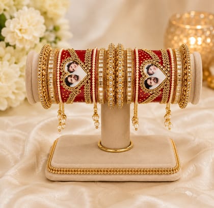 Rivaaz Red Acrylic and Gold-Toned Bangle Set Rivaaz Red Acrylic and Gold-Toned Bangle Set