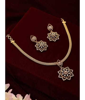 ROFARWORD Gold Brass Necklace Set ( Pack of 1 )