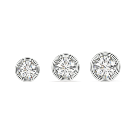 Zirconia Bezel Stud Earring - Screw Stud - Multiple Sizes-3mm