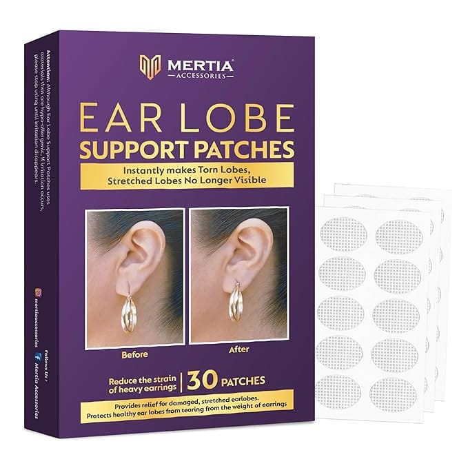 MERTIA Invisible Ear Lobe Support Patches - 30 Count
