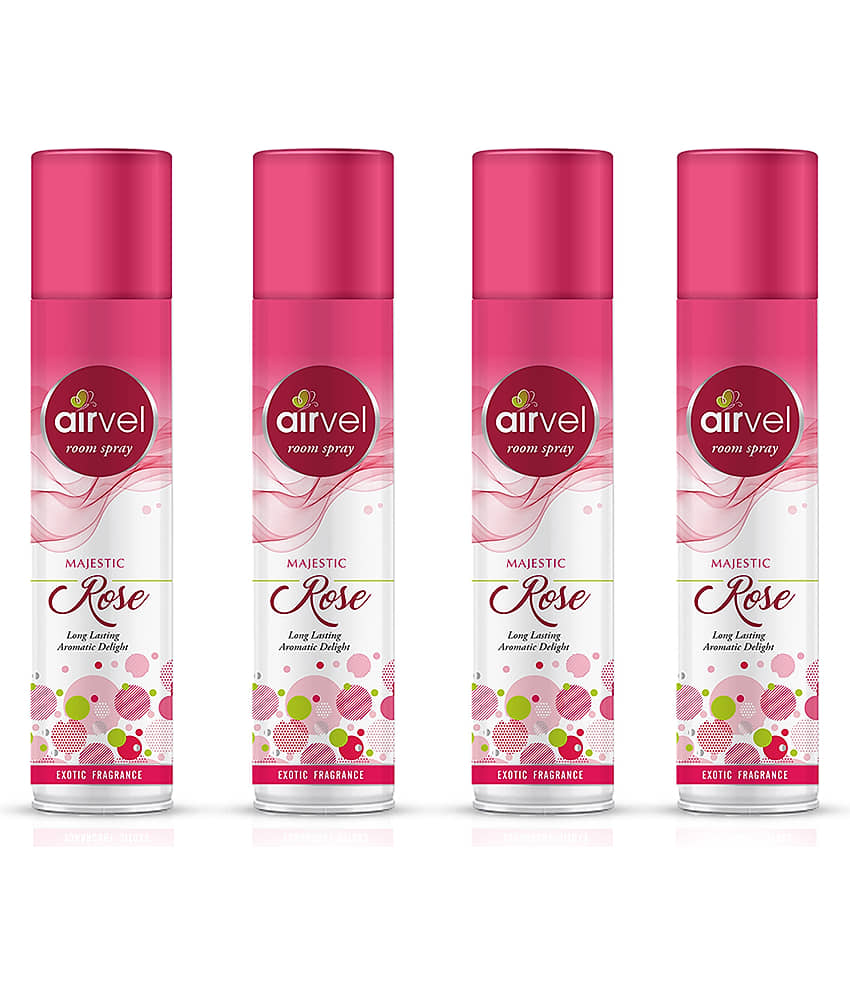 Airvel Rose Fragrance Room Spray Air Freshener for Home, Bathroom and Car 217ml ( Pack of 4 )