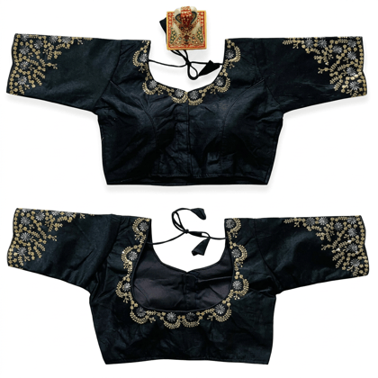 Women's Black Phantom Silk Blouse with Gold Embroidery Women's Black Phantom Silk Blouse with Gold Embroidery