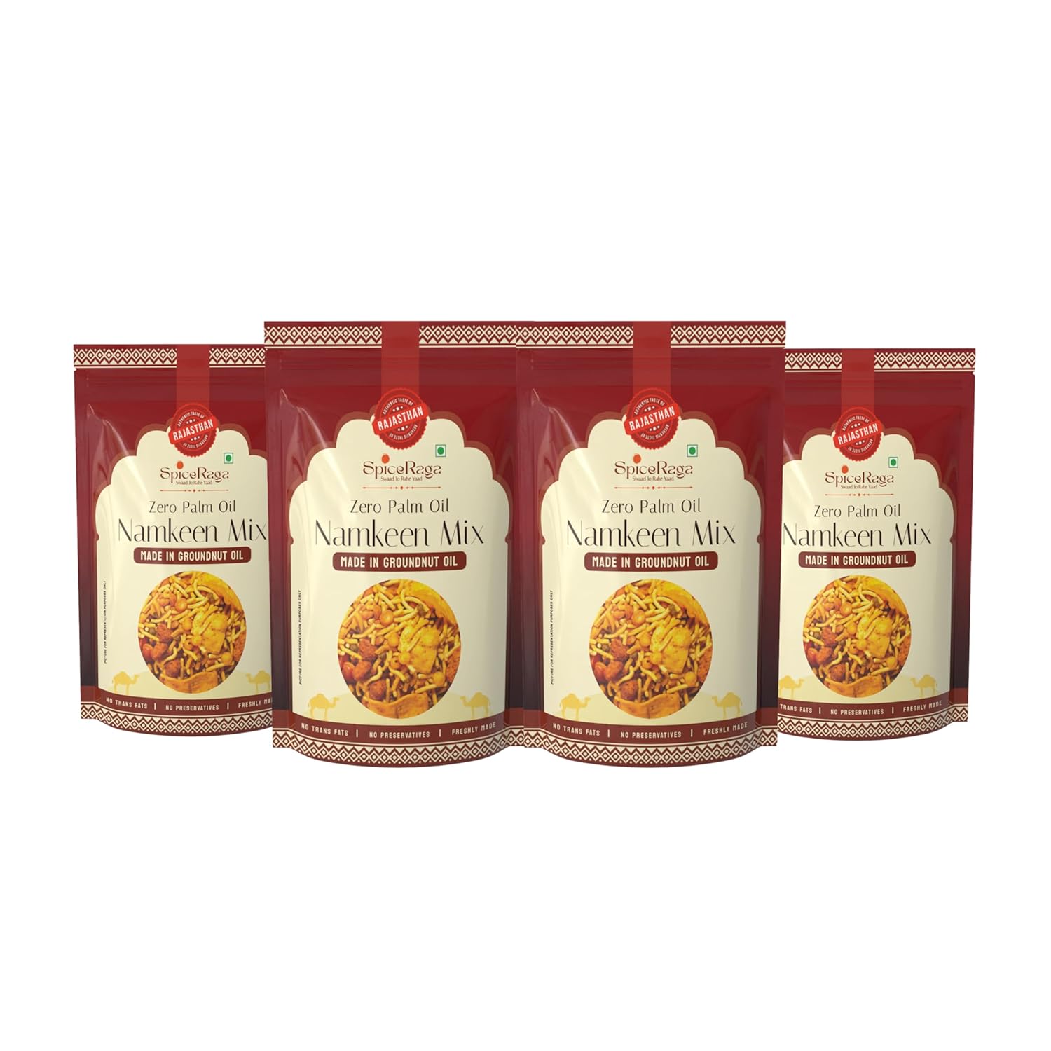 SpiceRaga Namkeen Mix Pack of 4 | No Palm Oil | Pure Groundnut Oil | No Trans Fat | Crispy & Spicy Teatime Snack | Healthy Snack | 100% Natural Ingredients | 160g Each