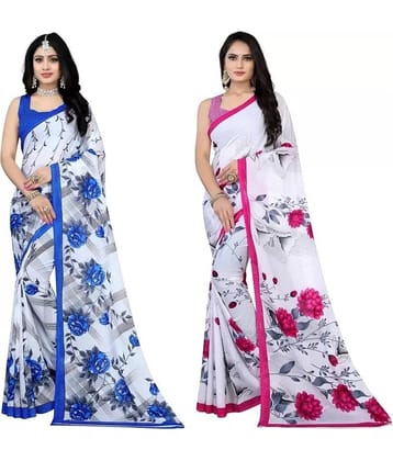 Vibhagyaa Georgette Printed Saree With Unstitched Blouse Piece ( Multicolor )