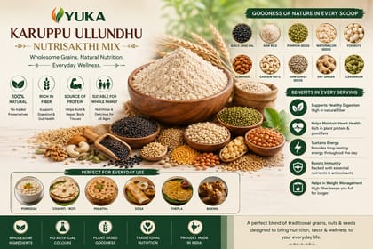 YUKA Karuppu Ulundhu NutriSakthi 250g | Black Urad, Nuts & Seeds Nutrition Mix