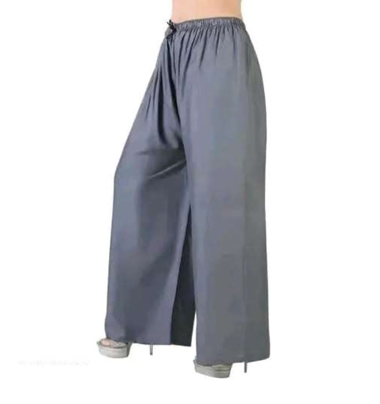 Womens Casual Rayon Solid Ankle Length Palazzo (Grey, Free Size)