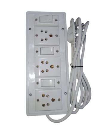  Extension Board with 3 Switches,3 Socket,2 Meter Wire | Heavy Duty PVC Power Strip with Universal Sockets | Long Wire Extension Box for Home, Office & Shop