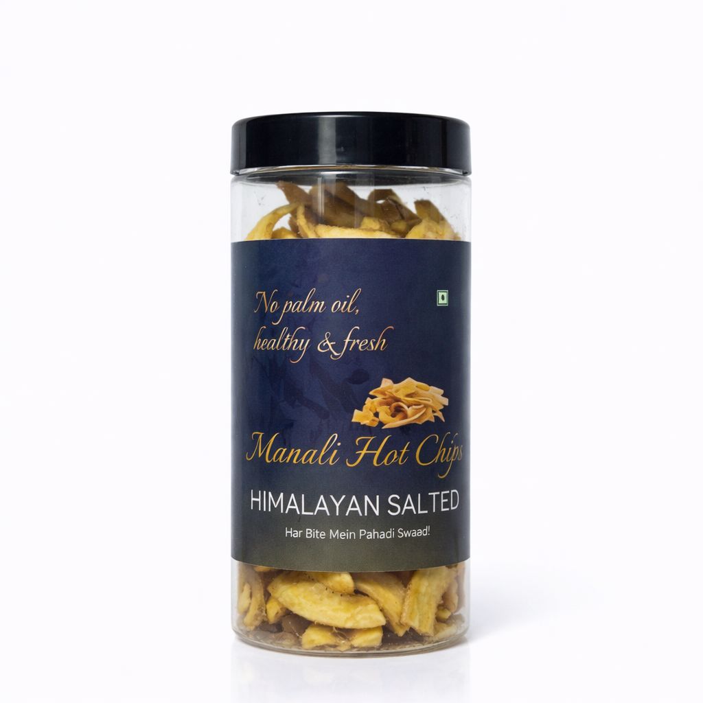 Manali Hot Chips Organic Himalayan Salted Banana Flavor 120g | Farm Fresh Thin & Crunchy Crispy Snack | No Palm Oil