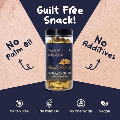 Manali Hot Chips Organic Himalayan Salted Banana Flavor 120g | Farm Fresh Thin & Crunchy Crispy Snack | No Palm Oil