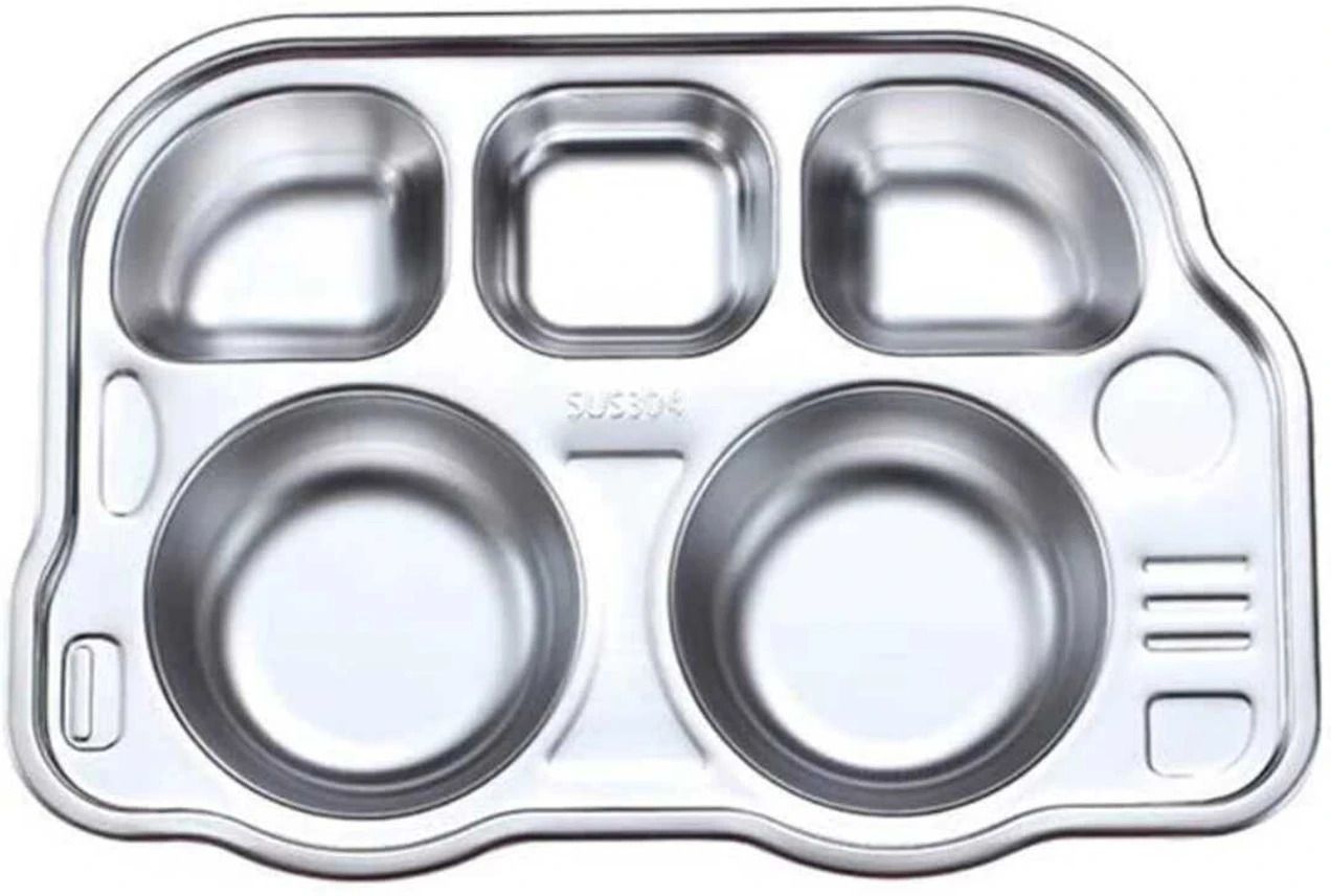 Cello Kidzbee steel-o-rider | Eco-friendly | 5-Sectioned | Dishwasher safe Sectioned Plate