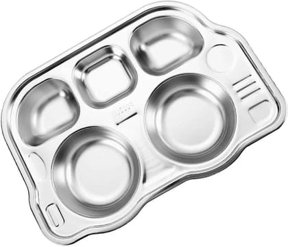 Cello Kidzbee steel-o-rider | Eco-friendly | 5-Sectioned | Dishwasher safe Sectioned Plate