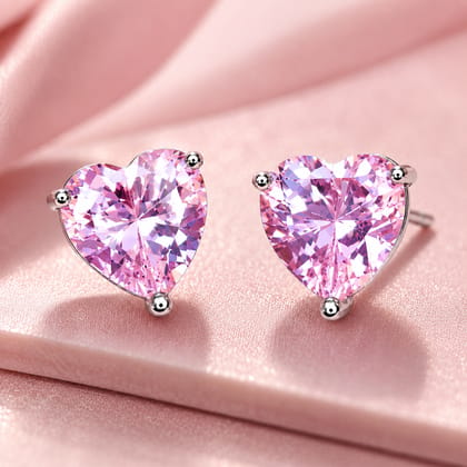 Elegantra Pink Heart Crystal Stud Earrings for Women & Girls | Classic Heart Cut Pink Studs |Pink Sparkly Earrings | Pink Crystal Earrings | Pink Heart Earrings  Pink Heart Stud Earrings | Anniversary Gift Mothers Day Gift Birthday Gift