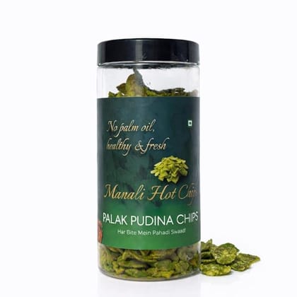 Manali Hot Chips Organic Potato Wafers Palak Pudina Flavor 150g | Farm Fresh Thin & Crunchy Crispy Snack | No Palm Oil Manali Hot Chips Organic Potato Wafers Palak Pudina Flavor 150g | Farm Fresh Thin & Crunchy Crispy Snack | No Palm Oil