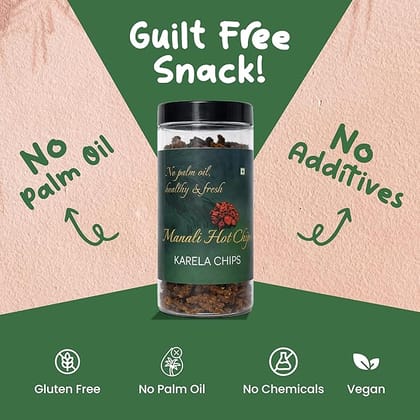 Manali Hot Chips Organic Wafers Karela Chips Flavor 150g | Farm Fresh Thin & Crunchy Crispy Snack | No Palm Oil