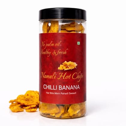 Manali Hot Chips Organic Chilli Banana Flavor 120g | Farm Fresh Thin & Crunchy Crispy Snack | No Palm Oil Manali Hot Chips Organic Chilli Banana Flavor 120g | Farm Fresh Thin & Crunchy Crispy Snack | No Palm Oil