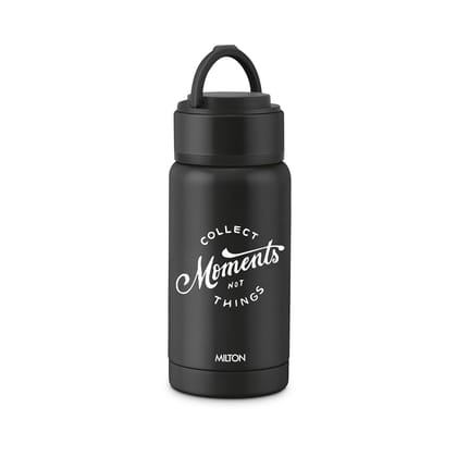 Milton Tiny 260 Thermosteel Water Bottle 250 ml Stainless Steel, Long Hours Hot and Cold, Leak Proof Lid, Easy to Carry, ISI Certified I Vacuum Insulated I for Office, Gym, School I Black
