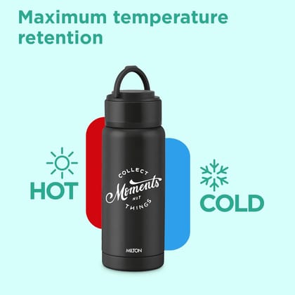 Milton Tiny 260 Thermosteel Water Bottle 250 ml Stainless Steel, Long Hours Hot and Cold, Leak Proof Lid, Easy to Carry, ISI Certified I Vacuum Insulated I for Office, Gym, School I Black
