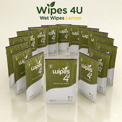 Wipes4u Individually Packed Face and Hand Wet Wipes Lemon ( 100 Wipes  )