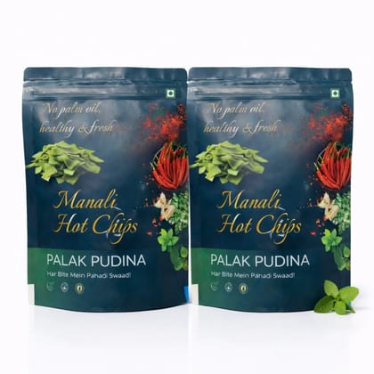 Manali Hot Chips Organic Potato Wafers Palak Pudina Flavor 55g | Farm Fresh Thin & Crunchy Crispy Snack | No Palm Oil(Pack of 2) Manali Hot Chips Organic Potato Wafers Palak Pudina Flavor 55g | Farm Fresh Thin & Crunchy Crispy Snack | No Palm Oil(Pack of 2)