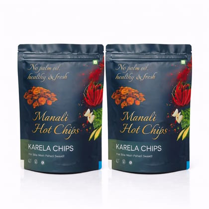 Manali Hot Chips Organic Karela Chips Flavor 55g | Farm Fresh Thin & Crunchy Crispy Snack | No Palm Oil(Pack of 2) Manali Hot Chips Organic Karela Chips Flavor 55g | Farm Fresh Thin & Crunchy Crispy Snack | No Palm Oil(Pack of 2)