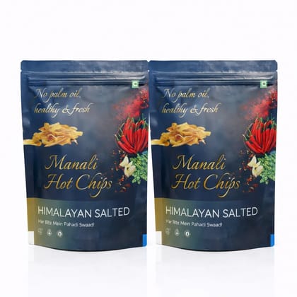 Manali Hot Chips Organic Himalayan Salted Banana Flavor 55g | Farm Fresh Thin & Crunchy Crispy Snack | No Palm Oil(Pack of 2) Manali Hot Chips Organic Himalayan Salted Banana Flavor 55g | Farm Fresh Thin & Crunchy Crispy Snack | No Palm Oil(Pack of 2)