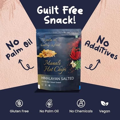 Manali Hot Chips Organic Himalayan Salted Banana Flavor 55g | Farm Fresh Thin & Crunchy Crispy Snack | No Palm Oil(Pack of 2)